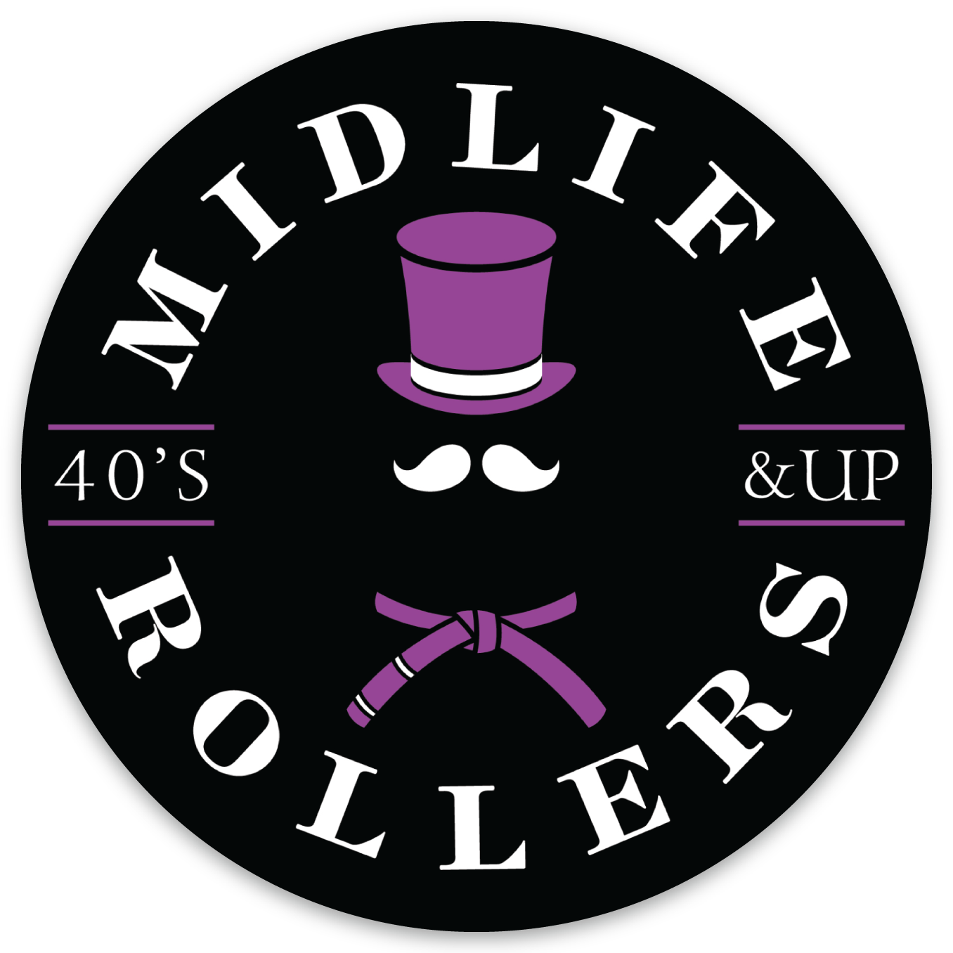 Midlife Rollers Official Logo Purple Belt Stickers 3" Pack of 5
