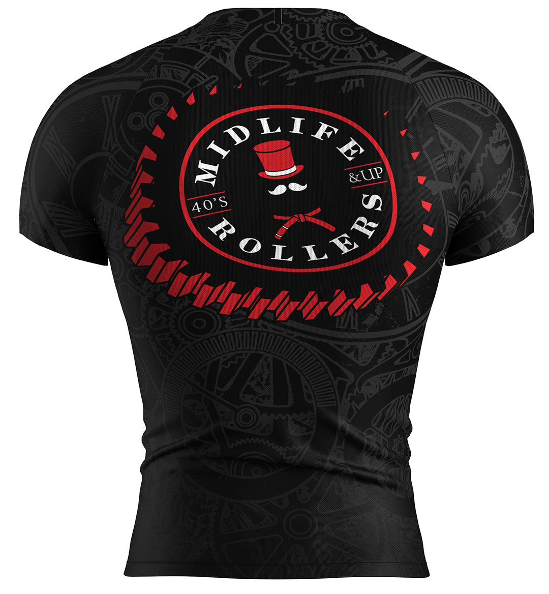 Midlife Rollers Clockwork Short Sleeve Black Belt Rash Guard
