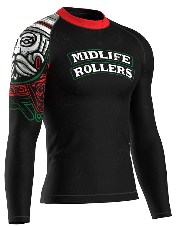 Midlife Rollers (JJC) Jiu-Jitsu Club Long Sleeve Rash Guard - Full Color