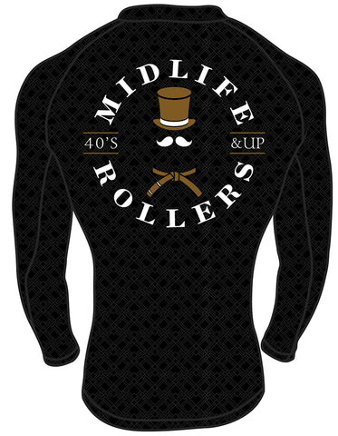 Midlife Rollers Official Logo Brown Belt Long Sleeve Rash Guard