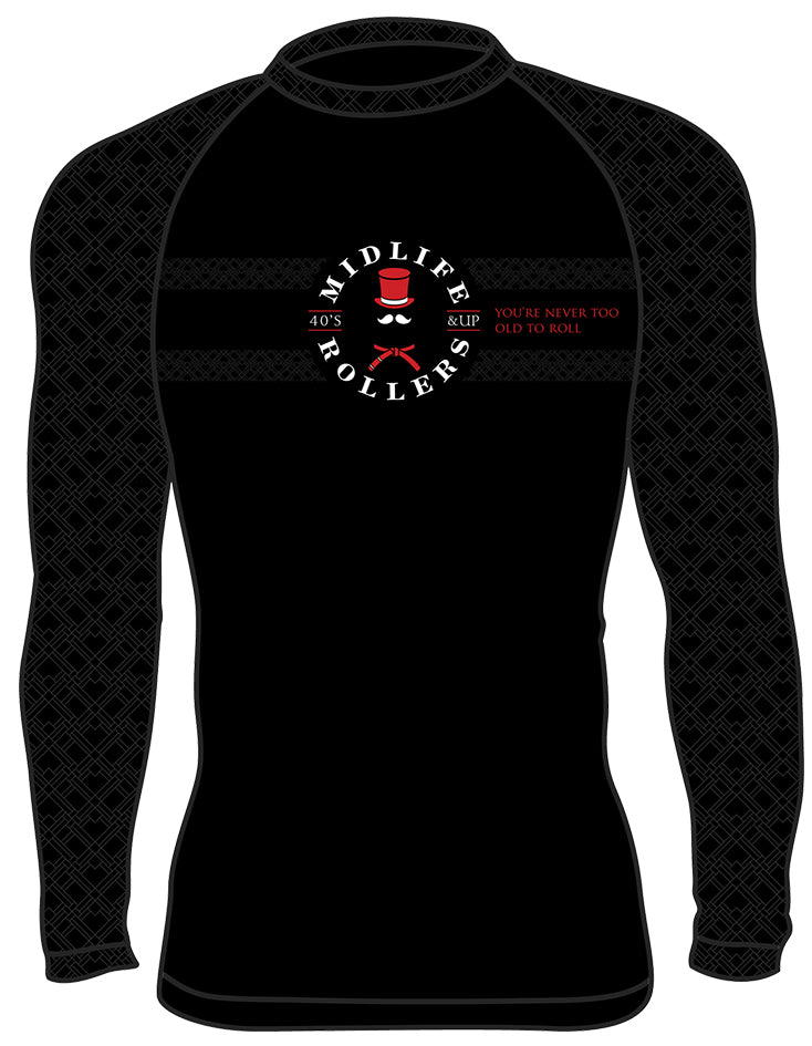 Midlife Rollers Ranked Black Belt Long Sleeve Rashguard