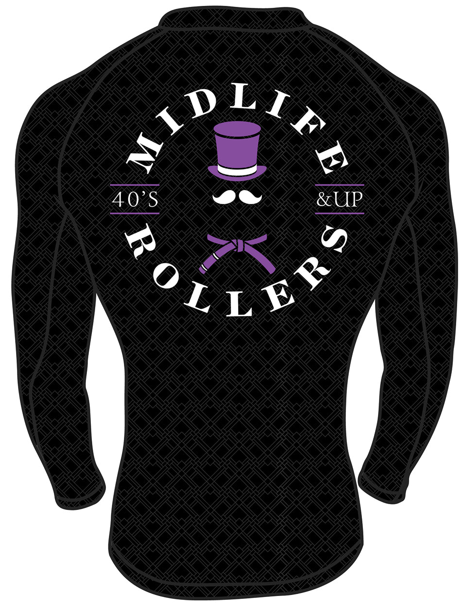 Midlife Rollers Ranked Purple Belt Long Sleeve Rashguard