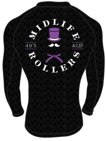 Midlife Rollers Ranked Purple Belt Long Sleeve Rashguard