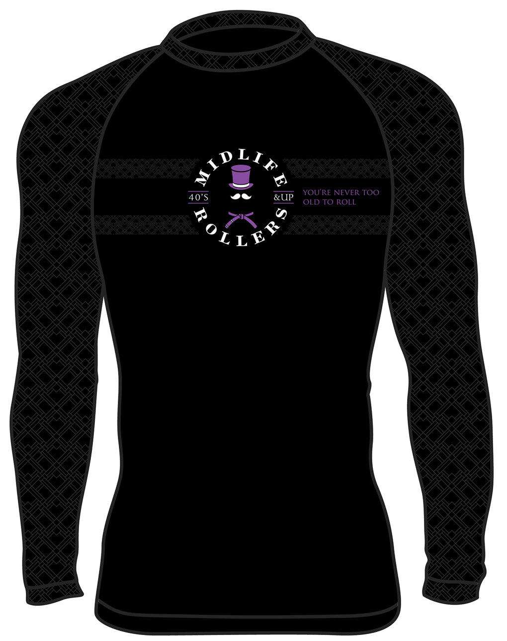 Midlife Rollers Ranked Purple Belt Long Sleeve Rashguard