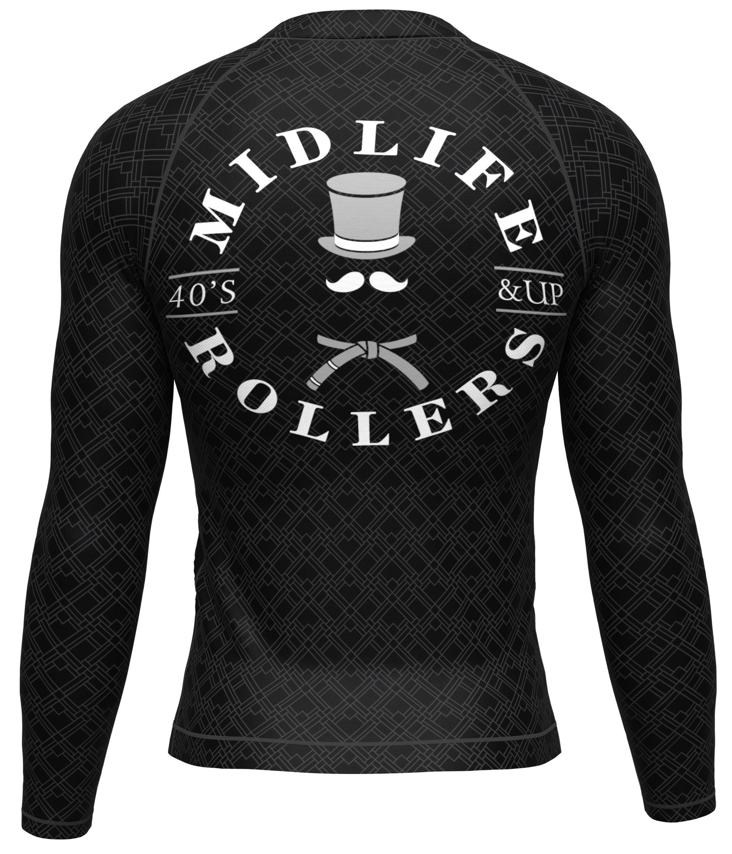 Midlife Rollers Ranked White Belt (Grey) Long Sleeve Rashguard