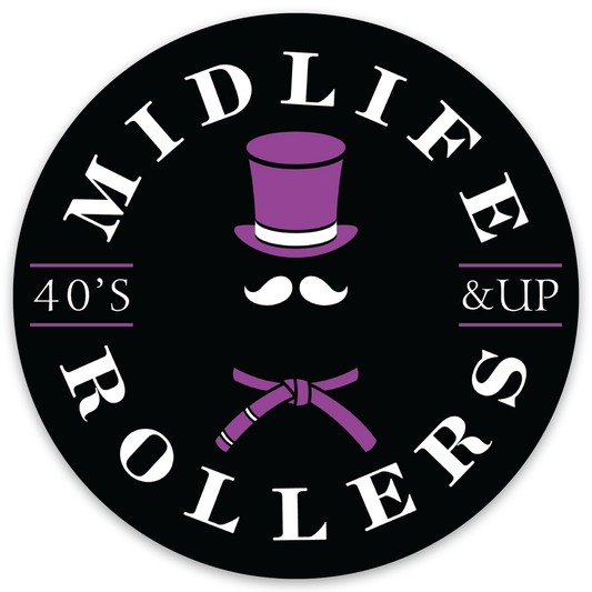 Midlife Rollers Official Logo Purple Belt Stickers 3" Pack of 5