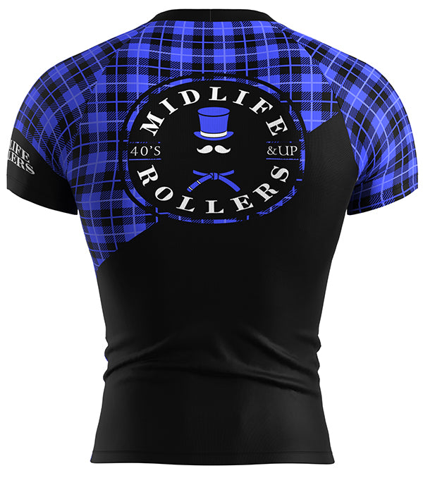 Midlife Rollers Ranked Blue Belt Short Sleeve Rashguard V3.0