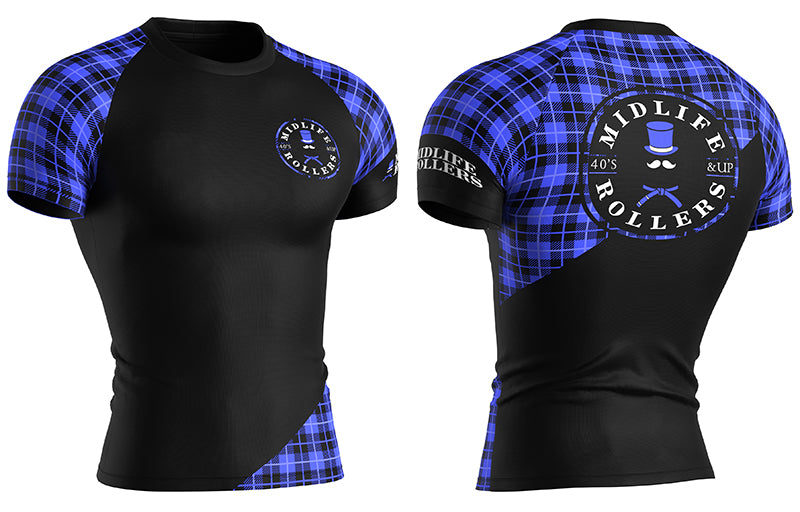 Midlife Rollers Ranked Blue Belt Short Sleeve Rashguard V3.0