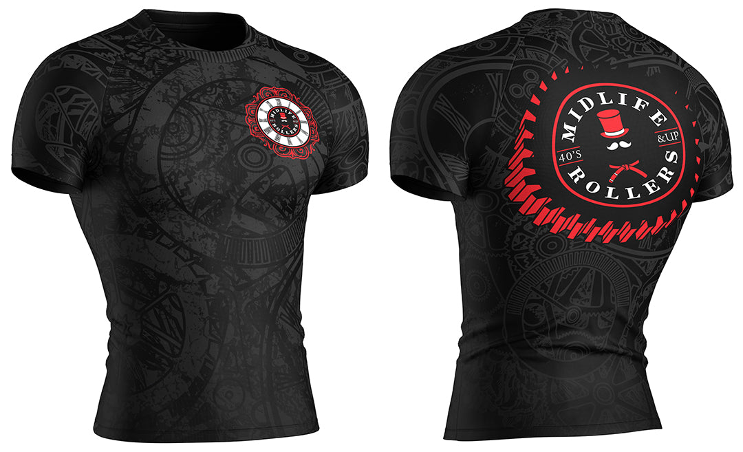 Midlife Rollers Clockwork Short Sleeve Black Belt Rash Guard