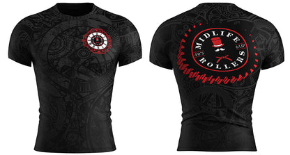 Midlife Rollers Clockwork Short Sleeve Black Belt Rash Guard