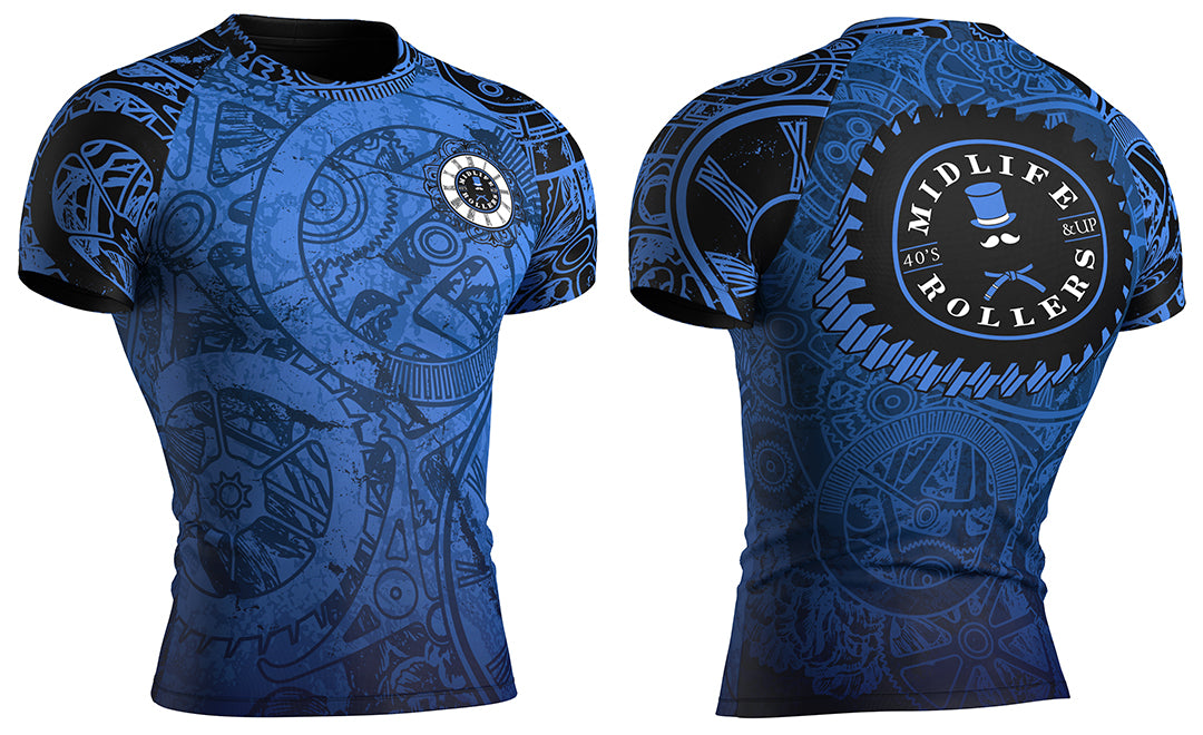 Midlife Rollers Clockwork Short Sleeve Blue Belt Rash Guard