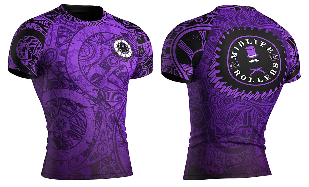 Midlife Rollers Clockwork Short Sleeve Purple Belt Rash Guard