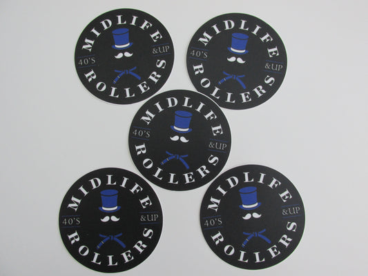 Midlife Rollers Official Logo  Blue Stickers 3" Pack of 5