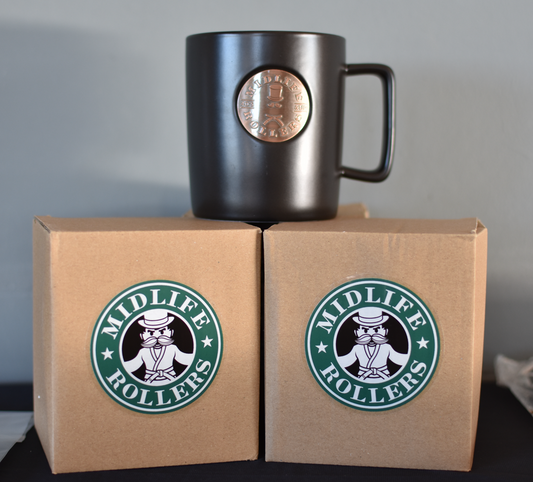 Midlife Rollers 15oz Ceramic Mug with Logo Seal