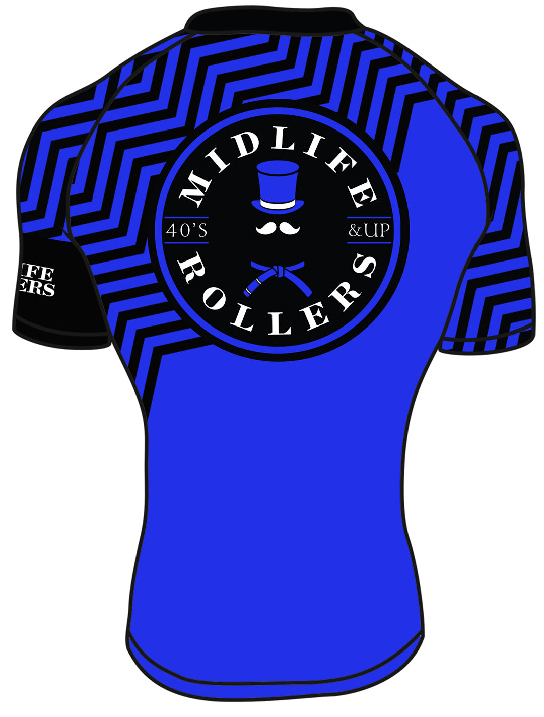 Midlife Rollers Ranked Blue Belt Short Sleeve Rashguard V2.0