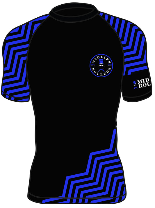 Midlife Rollers Ranked Blue Belt Short Sleeve Rashguard V2.0