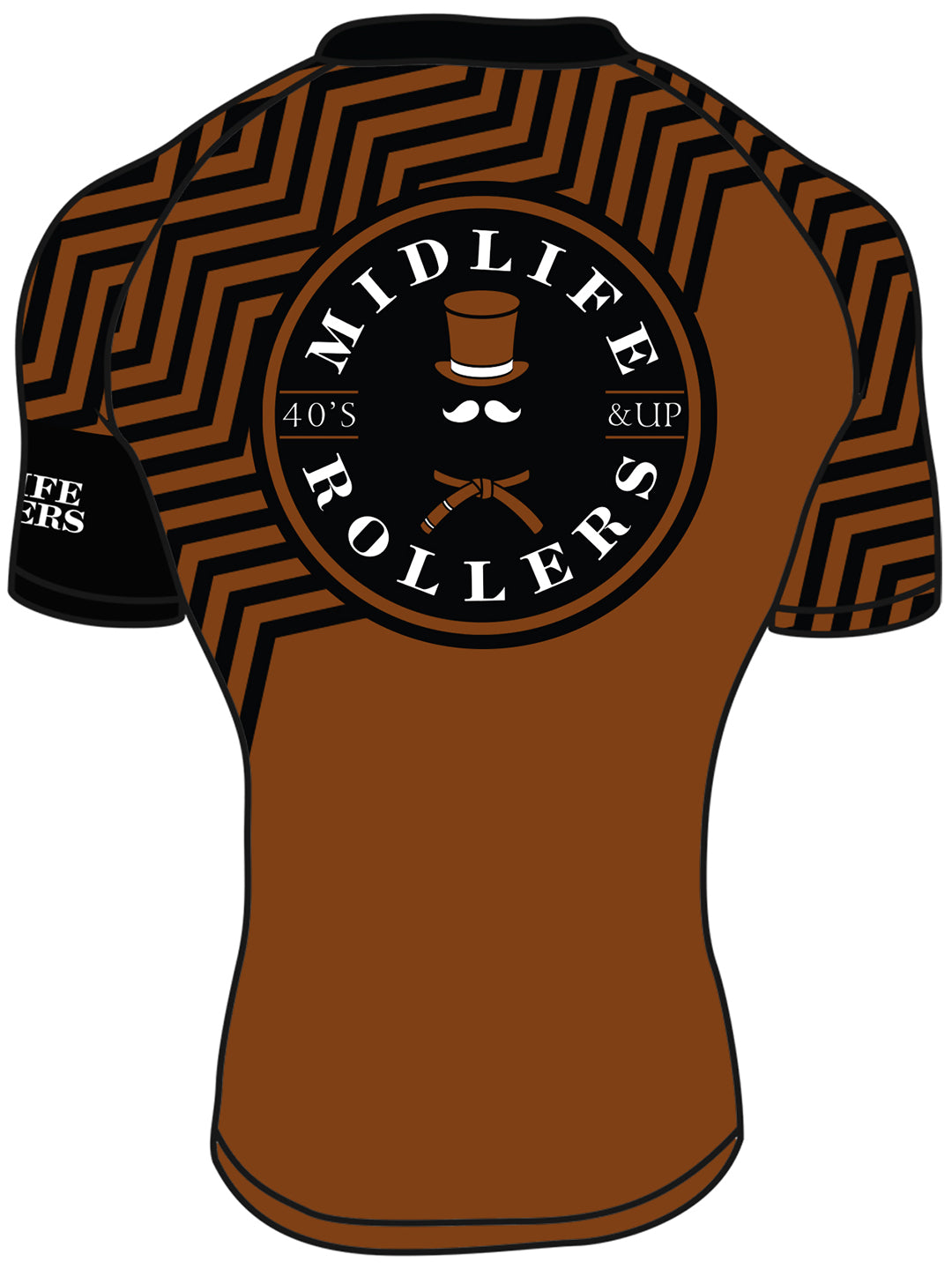 Midlife Rollers Ranked Brown Belt Short Sleeve Rashguard V2.0