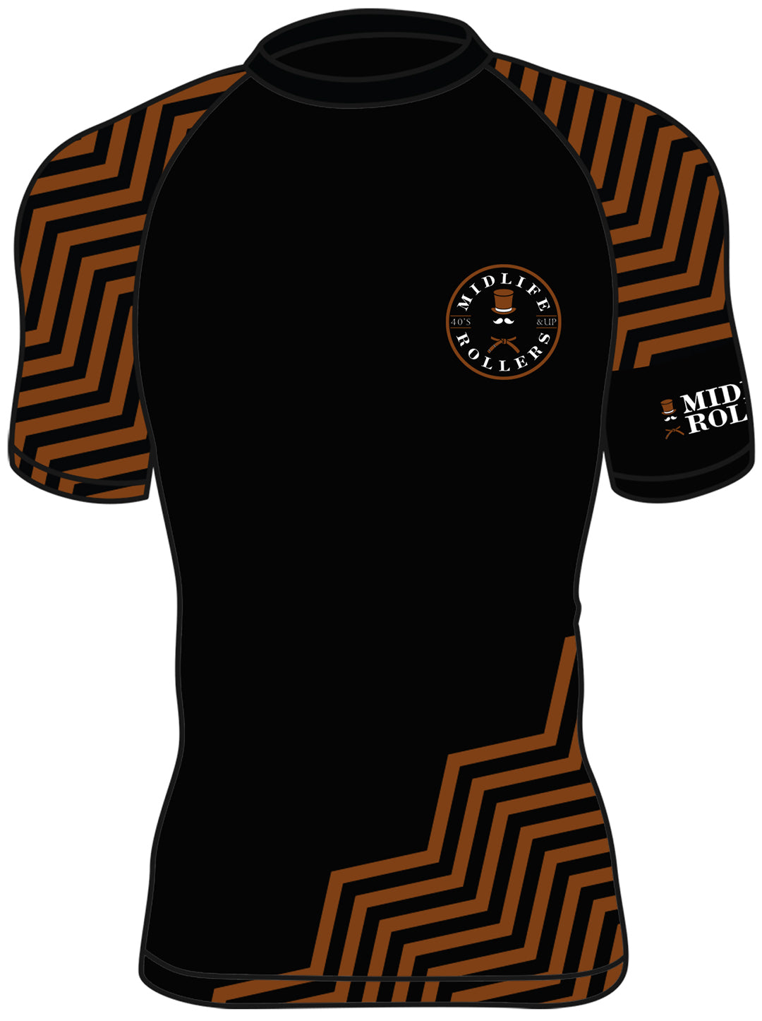 Midlife Rollers Ranked Brown Belt Short Sleeve Rashguard V2.0