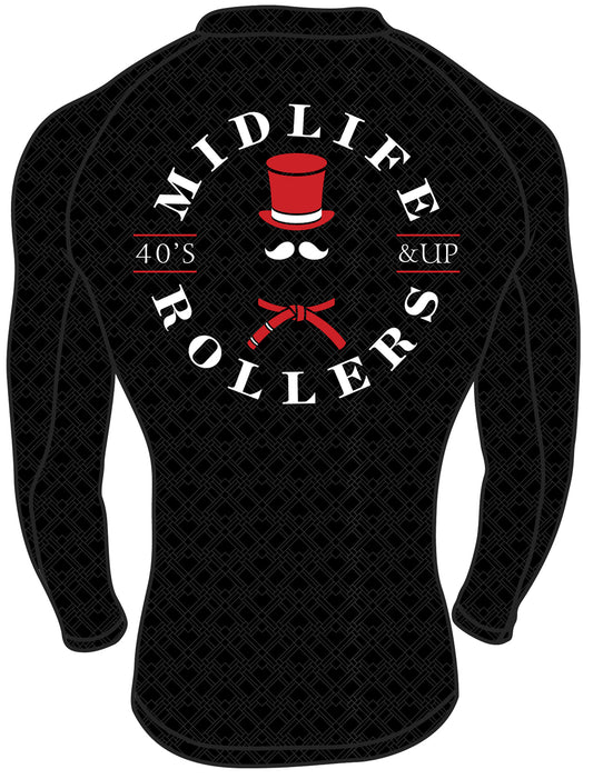 Midlife Rollers Ranked Black Belt Long Sleeve Rashguard