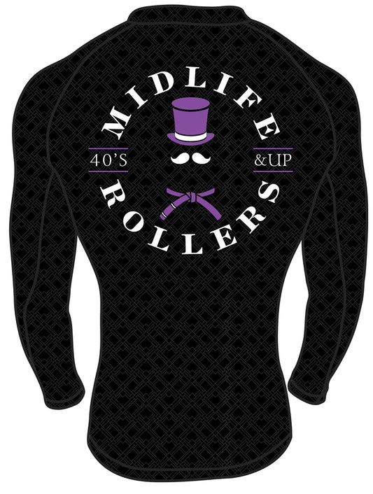 Midlife Rollers Ranked Purple Belt Long Sleeve Rashguard