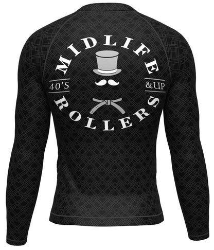 Midlife Rollers Ranked White Belt (Grey) Long Sleeve Rashguard