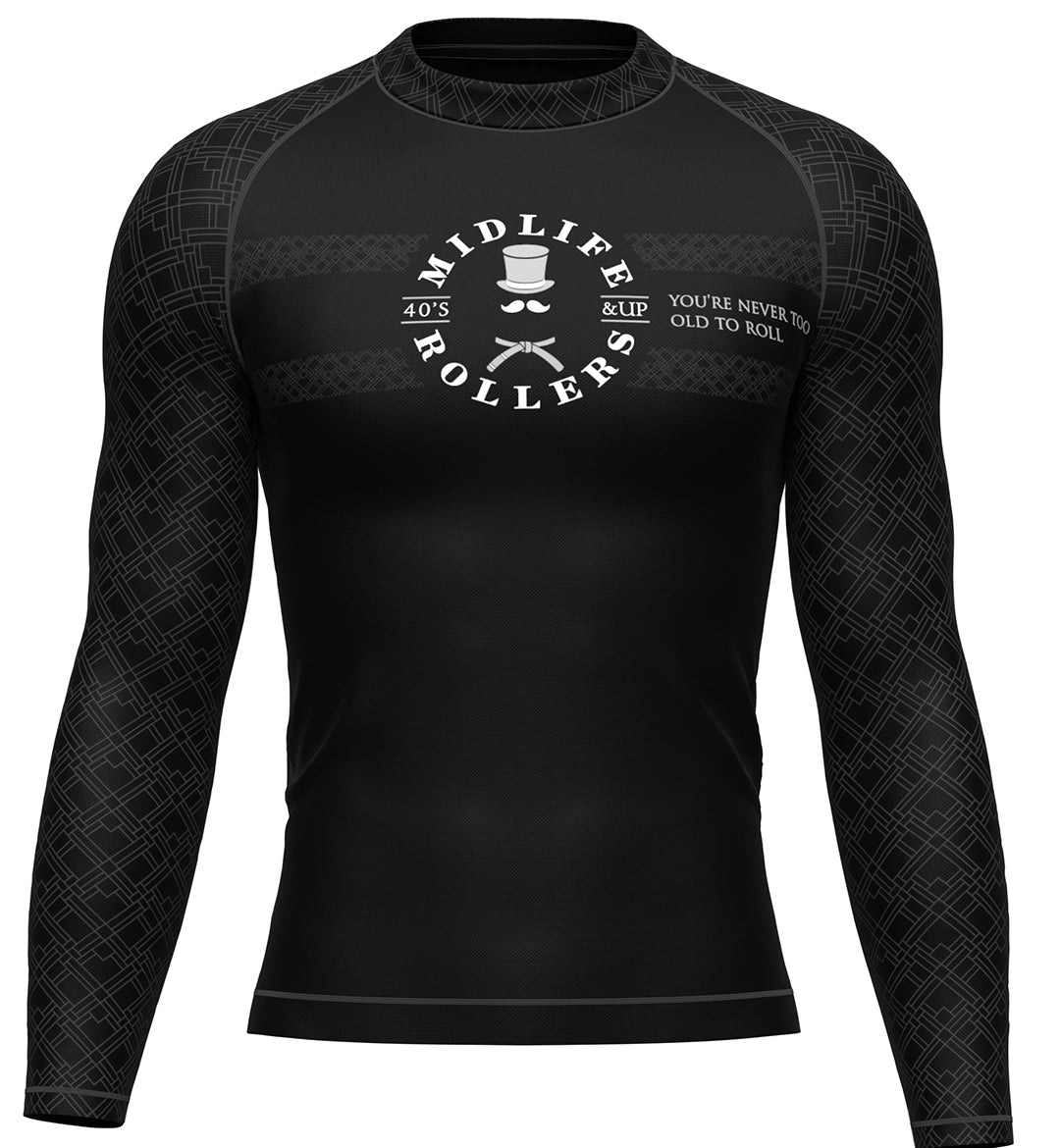 Midlife Rollers Ranked White Belt (Grey) Long Sleeve Rashguard