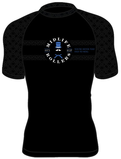 Midlife Rollers Ranked Blue Belt Short Sleeve Rashguard