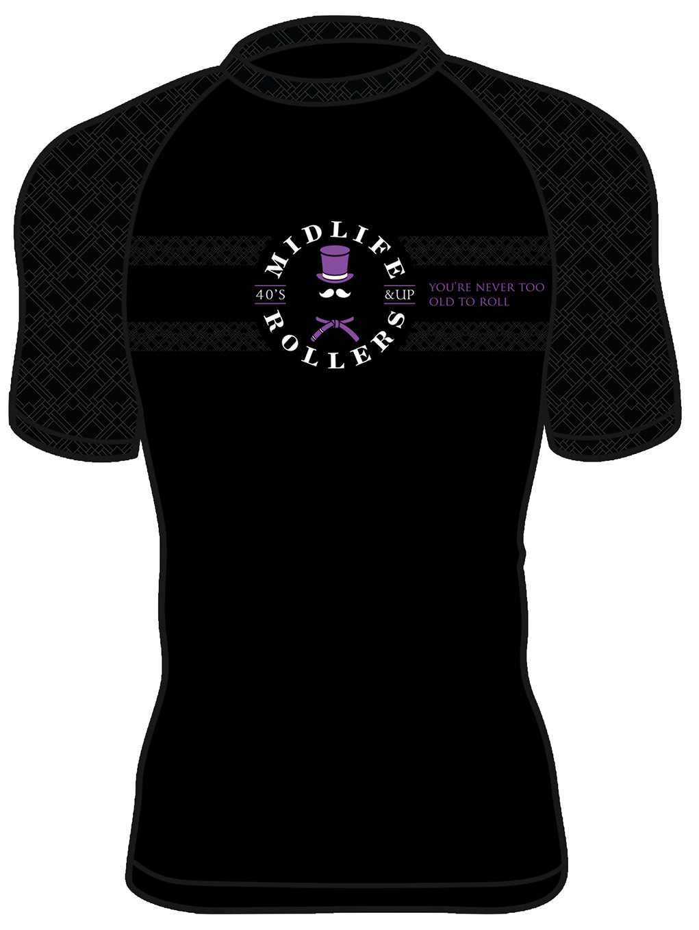 Midlife Rollers Ranked Purple Belt Short Sleeve Rashguard