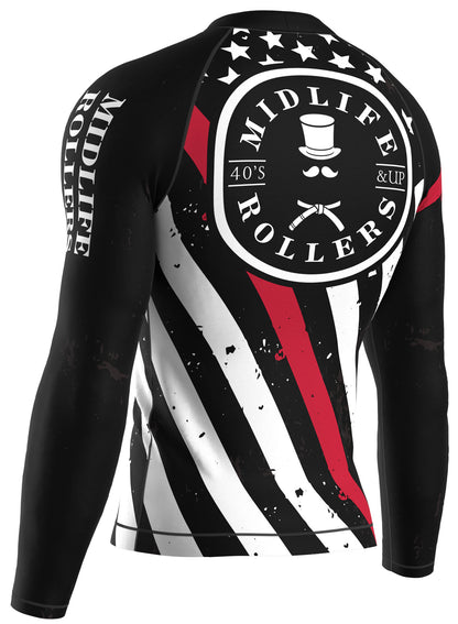 Midlife Rollers Red Line Long Sleeve Rash Guard