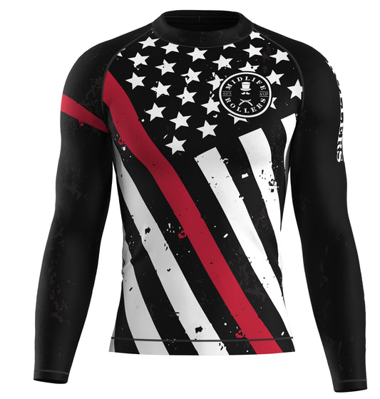 Midlife Rollers Red Line Long Sleeve Rash Guard