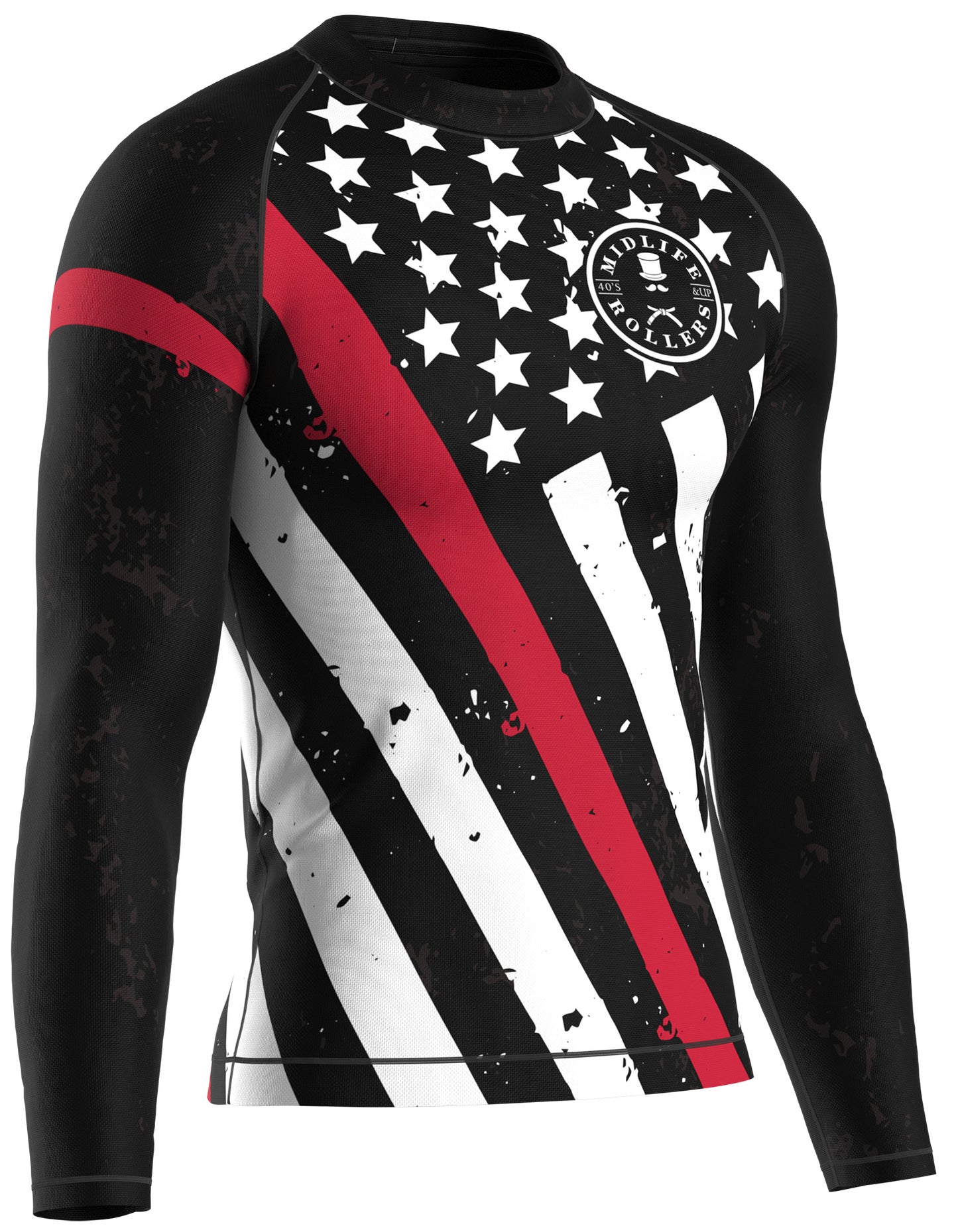 Midlife Rollers Red Line Long Sleeve Rash Guard